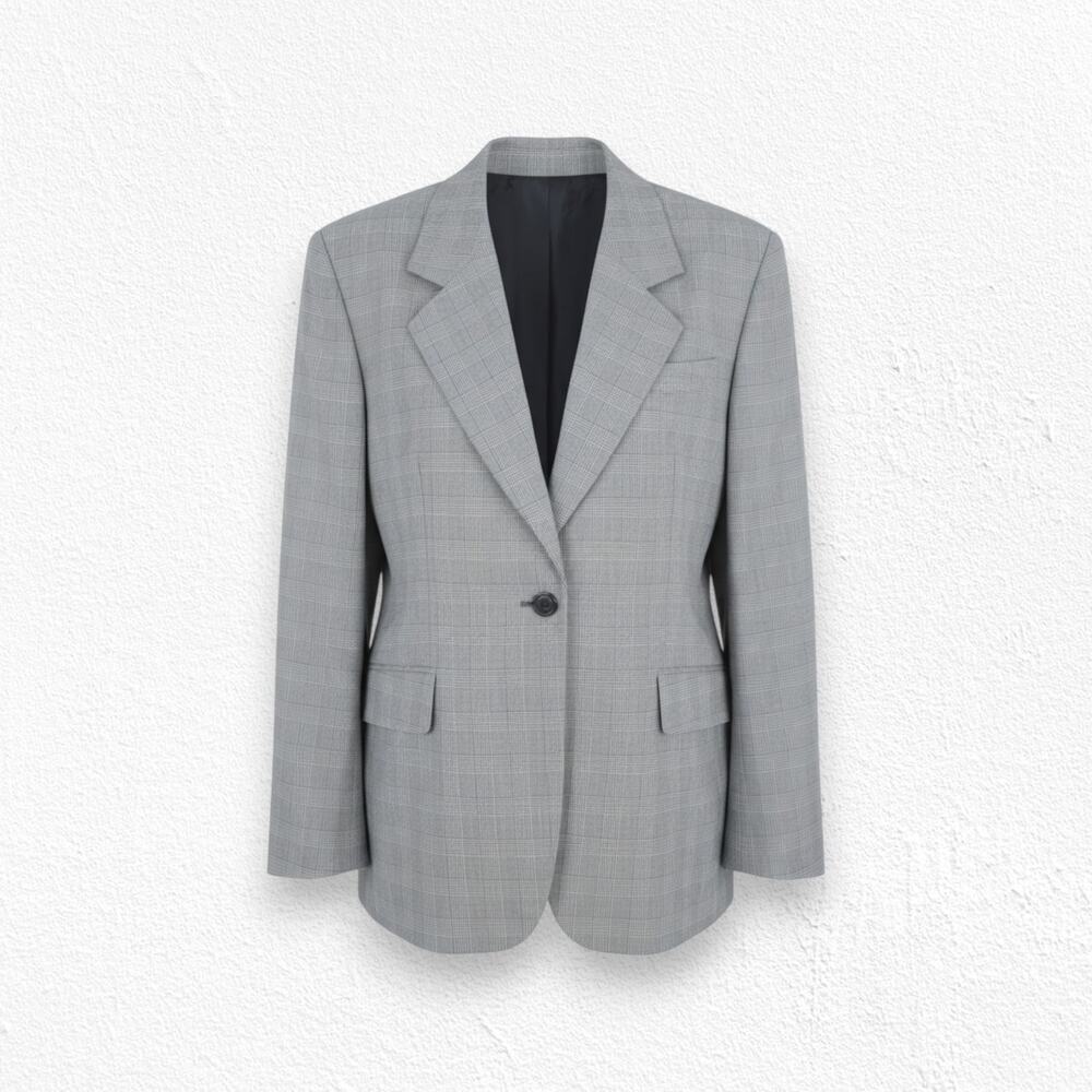 80s Vintage Gray Houndstooth Plaid Harve Benard Single Breasted Blazer Size 16